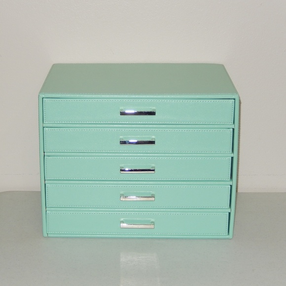 5 Drawer Jewelry Box Case Organizer Tiffany Blue - Picture 2 of 7